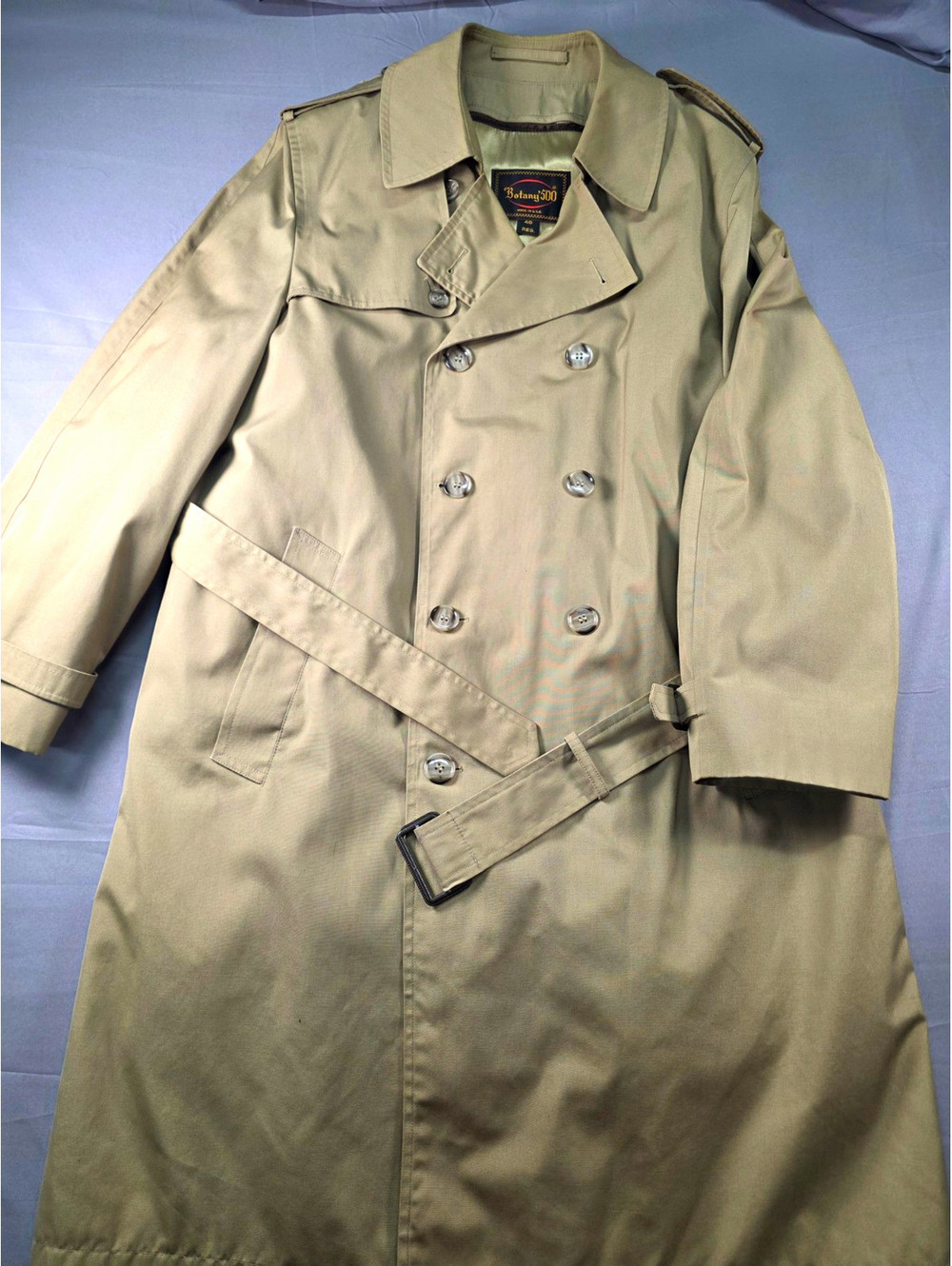 Botany 500 Vintage Double Breasted Trench Coat 40 Reg Zip Out Liner And Belt